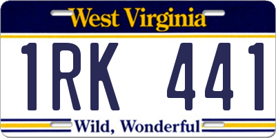 WV license plate 1RK441