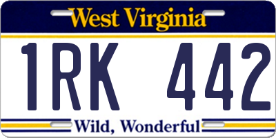 WV license plate 1RK442