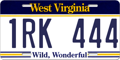 WV license plate 1RK444