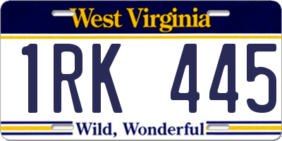 WV license plate 1RK445