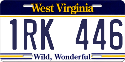WV license plate 1RK446