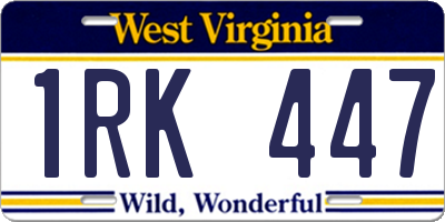 WV license plate 1RK447