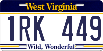 WV license plate 1RK449