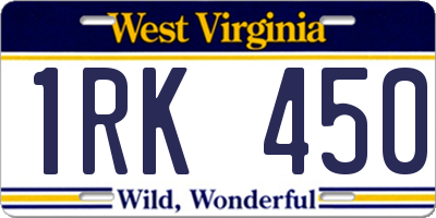WV license plate 1RK450