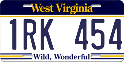 WV license plate 1RK454