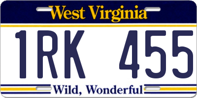 WV license plate 1RK455