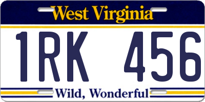 WV license plate 1RK456
