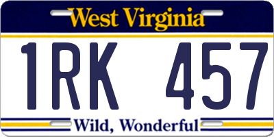 WV license plate 1RK457