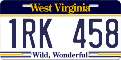 WV license plate 1RK458