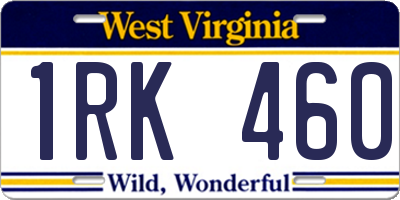 WV license plate 1RK460