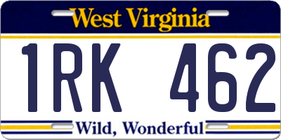 WV license plate 1RK462