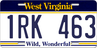 WV license plate 1RK463