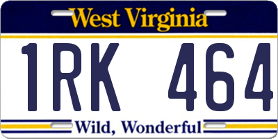 WV license plate 1RK464