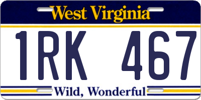 WV license plate 1RK467