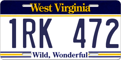WV license plate 1RK472