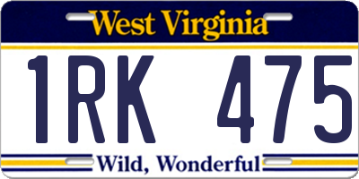 WV license plate 1RK475