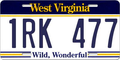 WV license plate 1RK477