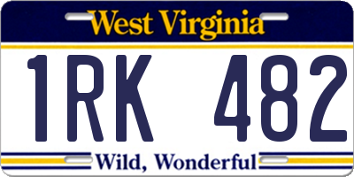 WV license plate 1RK482