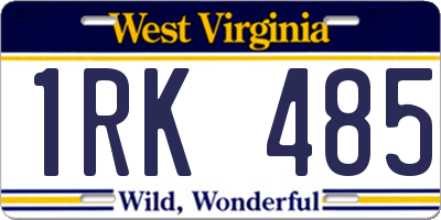 WV license plate 1RK485