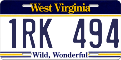 WV license plate 1RK494