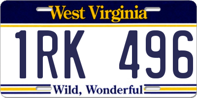 WV license plate 1RK496