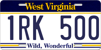 WV license plate 1RK500