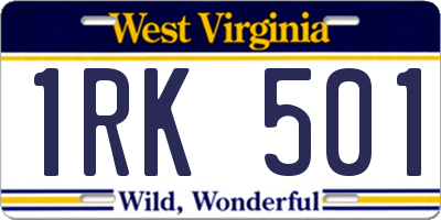 WV license plate 1RK501