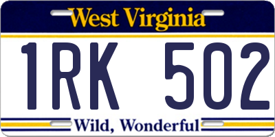 WV license plate 1RK502