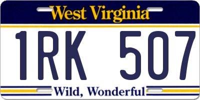 WV license plate 1RK507