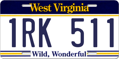 WV license plate 1RK511