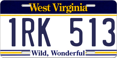 WV license plate 1RK513