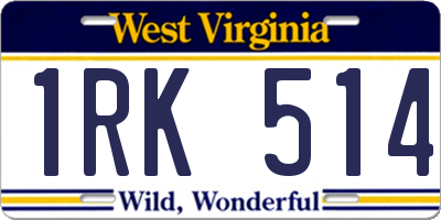 WV license plate 1RK514