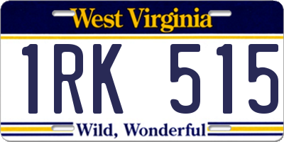 WV license plate 1RK515