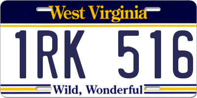 WV license plate 1RK516