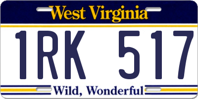 WV license plate 1RK517
