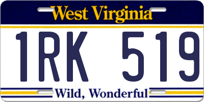 WV license plate 1RK519