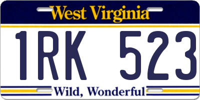 WV license plate 1RK523