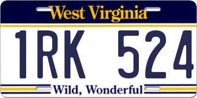 WV license plate 1RK524
