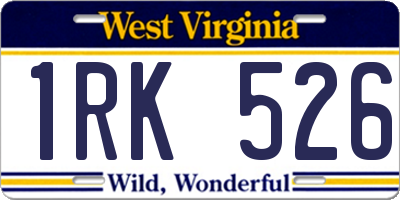 WV license plate 1RK526