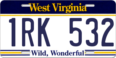 WV license plate 1RK532