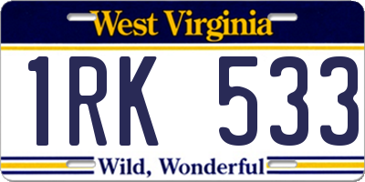 WV license plate 1RK533
