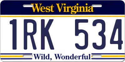 WV license plate 1RK534