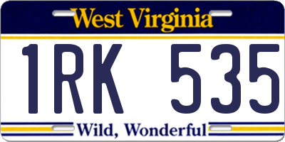 WV license plate 1RK535