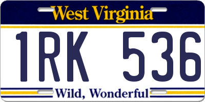 WV license plate 1RK536