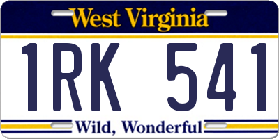 WV license plate 1RK541