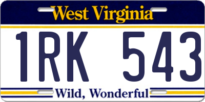 WV license plate 1RK543