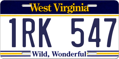 WV license plate 1RK547