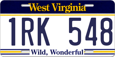 WV license plate 1RK548