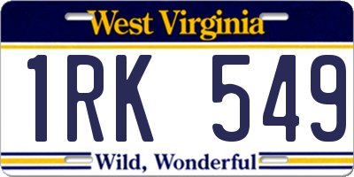 WV license plate 1RK549