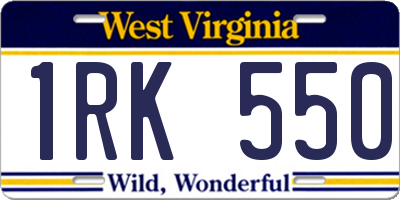 WV license plate 1RK550